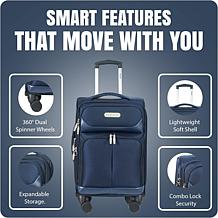IZOD Ocean 3pc Expandable Luggage Set w/Spinner Wheels & Lock