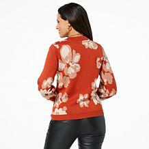 Jaclyn Smith All-Over Floral Jacquard Knit Sweater
