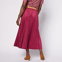 Jaclyn Smith Faux Suede Pleated Skirt with Belt