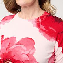 Jaclyn Smith Floral-Printed Fine Gauge Knit Sweater