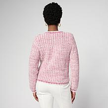Jaclyn Smith Long-Sleeve Tweed Sweater Cardigan 