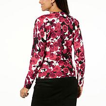 Jaclyn Smith Printed Puff Sleeve Sweater