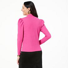 Jaclyn Smith Puff Sleeve Mock-Neck Top