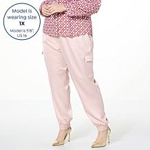 Jaclyn Smith Satin Cargo Jogger Pant