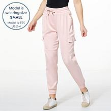 Jaclyn Smith Satin Cargo Jogger Pant