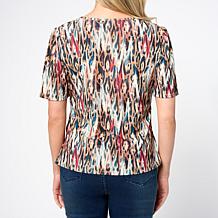 Jaclyn Smith Scoop Neck Side Ruched Tee