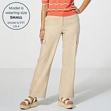 Jaclyn Smith Stretch Linen Blend Pull-On Cargo Pant
