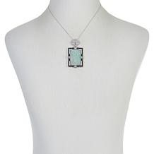 Jade of Yesteryear Art Deco Carved Jade and CZ Pendant with Chain