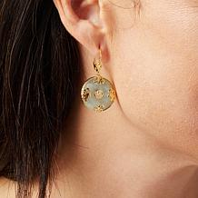 Jade of Yesteryear Gold-Plated Double Cabochon Cut Drop Earrings