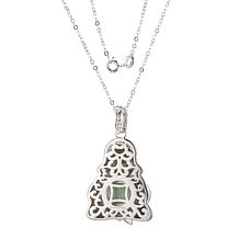 Jade of Yesteryear Green Jade and Cubic Zirconia Buddha Pendant/Chain