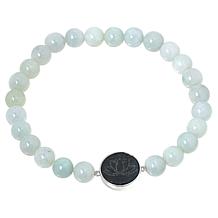 Jade of Yesteryear Green Jade Bead Lotus Charm Stretch Bracelet