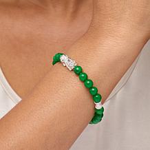Jade of Yesteryear Jade Beaded Dragon-Design Stretch Bracelet