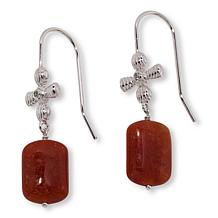 Jade of Yesteryear Jade Cross-Design Drop Earrings with CZ Accent