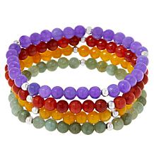 Jade of Yesteryear Set of Four Jade Bead Stretch Bracelets