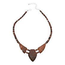 Jay King 18" Petrified Wood Beaded Station Necklace