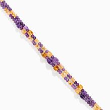 Jay King 2 Strand Amethyst & Citrine Necklace, Sterling