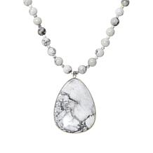 Jay King 36" Sterling Silver White & Gray Magnesite Pear Drop Necklace