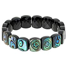 Jay King Abalone Shell & Black Chalcedony Reversible Stretch Bracelet