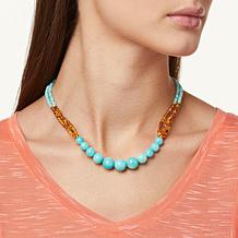 Jay King Amazonite and Amber 3-Strand Bead Necklace