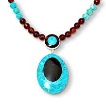 Jay King Amber and Turquoise Inlay Drop Reversible Necklace