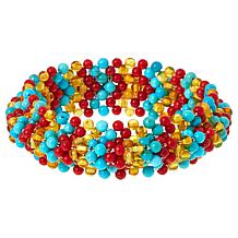 Jay King Angel Peak Turquoise, Coral and Amber Bead Stretch Bracelet 