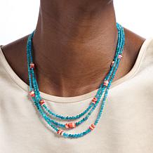 Jay King Apatite and Spiny Oyster Shell 3-Stand Necklace