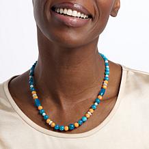 Jay King Apatite, Larimar & Orange Spiny Oyster Shell Bead Necklace