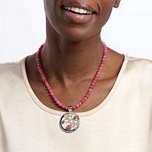 Jay King Baroque Rose Rhodonite Hearts Pendant with Beaded Necklace