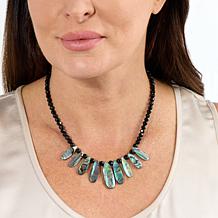 Jay King Black Chalcedony Bead and Abalone Shell 18" Necklace