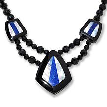 Jay King Black Chalcedony, Lapis and Shell Inlay Necklace