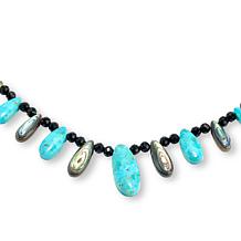 Jay King Black Chalcedony, Turquoise and Abalone Shell Necklace
