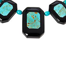 Jay King Black Nephrite Jade, Turquoise and Gem Necklace