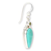 Jay King Campitos Turquoise and Peridot Sterling Silver Drop Earrings