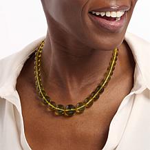 Jay King Compressed Green Amber Graduated Bead 18" Necklace