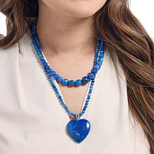 Jay King Denim Lapis Heart Pendant with Necklace 3-piece Set