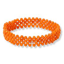 Jay King Faceted Orange Coral Woven Bead Stretch Bracelet