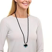 Jay King Gallery Collection Black Chalcedony & Turquoise Heart Pendant