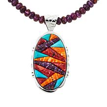 Jay King Gallery Collection Multigem Mosaic Oval Pendant with Necklace
