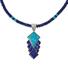 Jay King Gallery Collection Turquoise and Lapis Pendant with Necklace