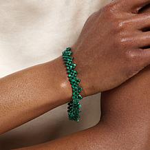 Jay King Green Malachite Bead Woven Stretch Bracelet