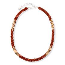 Jay King Hessonite and Yellow Opal Bead Woven Necklace
