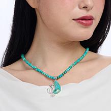 Jay King Kingman Turquoise Pendant w/ Beaded Necklace, Sterling Silver