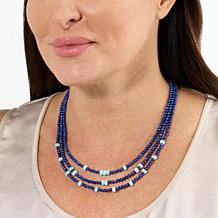 Jay King Lapis and Larimar Bead 3-Strand 18" Necklace