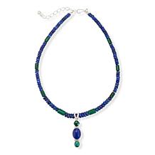 Jay King Lapis and Malachite Beaded Pendant Necklace