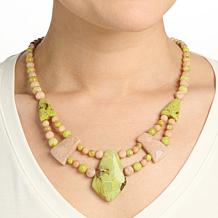 Jay King Madagascar Green Opal and Peach Stone Necklace