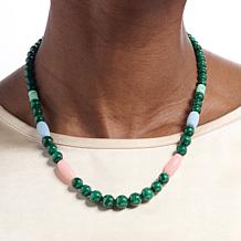 Jay King Malachite and Opal Sterling Silver 18" Necklace