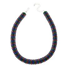 Jay King Malachite, Lapis and Garnet Bead 18" Woven Necklace
