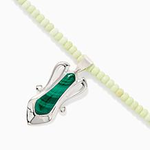 Jay King Malachite Pendant with African Meadow Beaded Necklace, Ste...