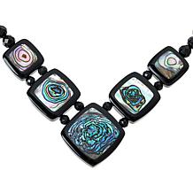 Jay King Midnight Black Chalcedony and Abalone Shell Inlay Necklace