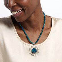 Jay King Milpillas Azurite Malachite Pendant on Beaded Necklace
